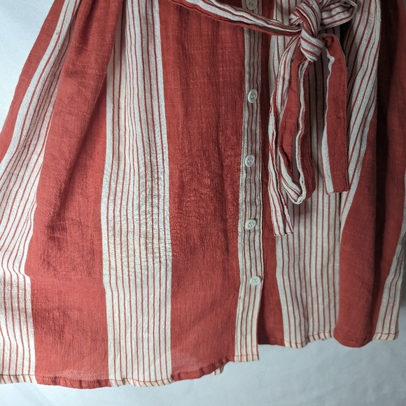 Faithfull the Brand Lulu's Amalfi Rust Red Striped Mini Dress Size US 2 Pockets - Picture 5 of 13